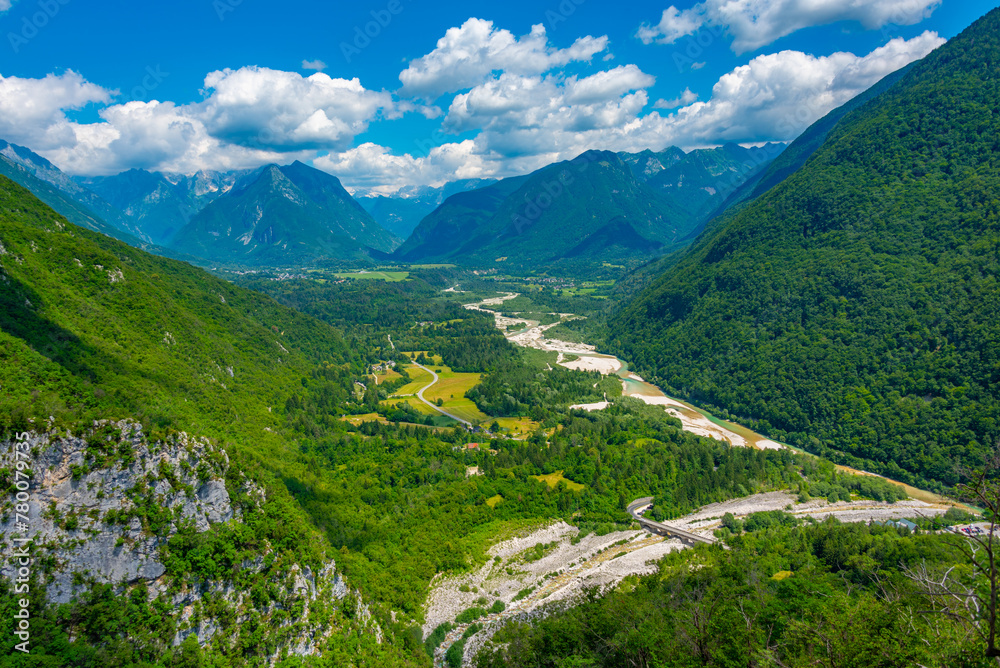 Ταπετσαρία Panorama view over Soca river valley in Slovenia