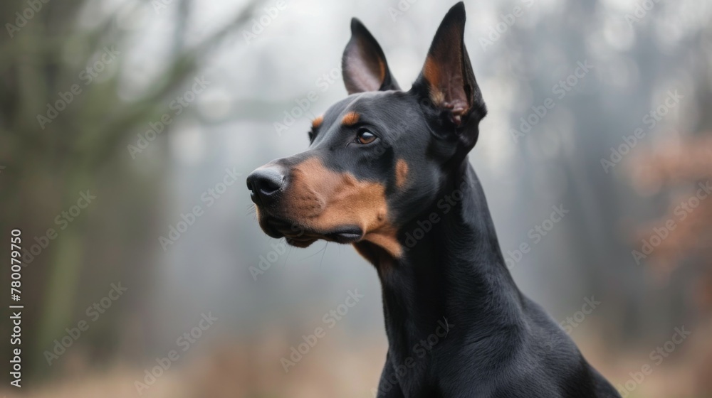 Doberman Pinscher dog portrait showcasing black tan purebred ears