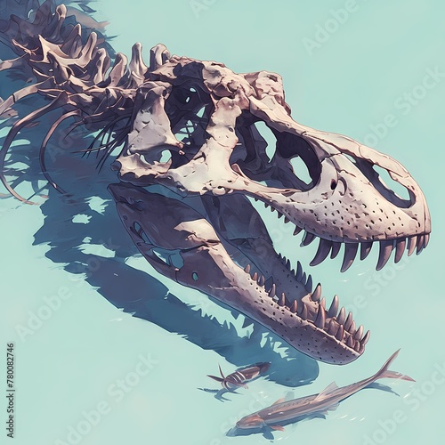 Prehistoric Baryonyx Skeleton with Crocodile-like Teeth photo