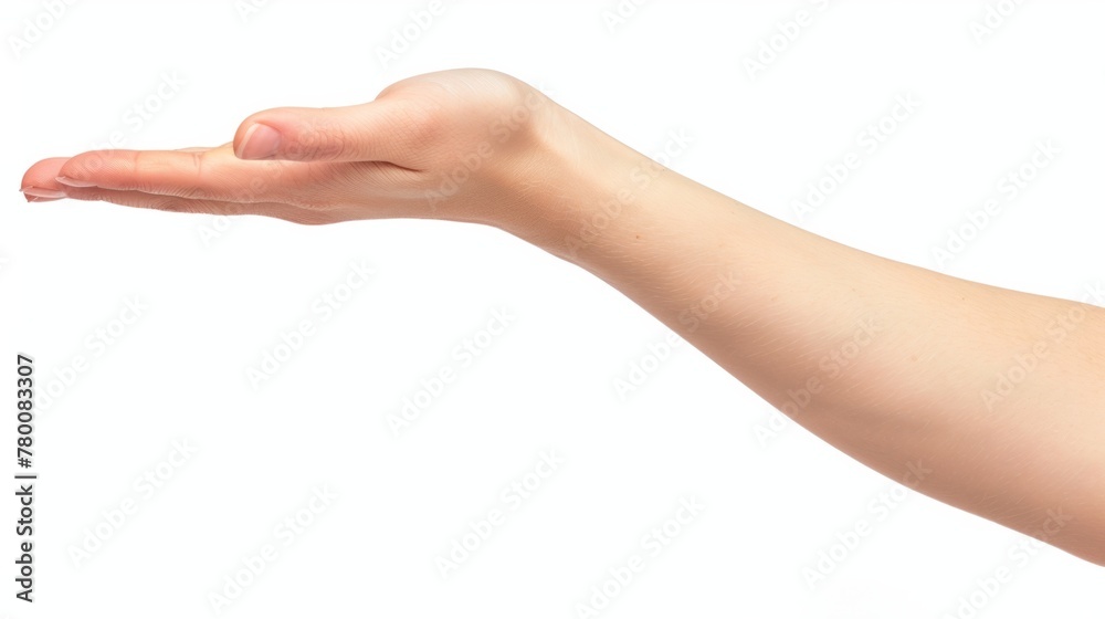 Female hand with palm up, isolated on white background generative ai Female hand with palm up, isolated on white background generative ai