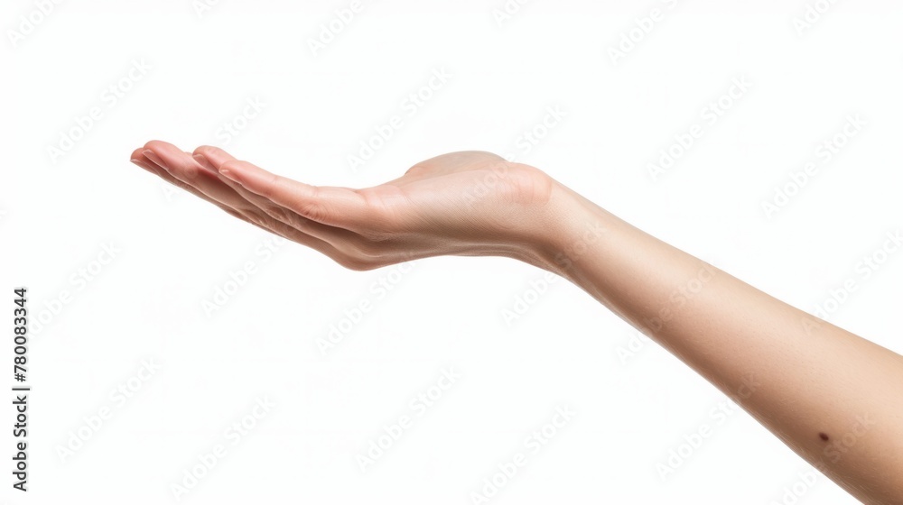 Female hand with palm up, isolated on white background generative ai Female hand with palm up, isolated on white background generative ai