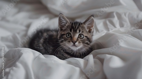 cute kitten playing in a bed © Ziyan