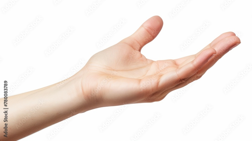 Female hand with palm up, isolated on white background generative ai Female hand with palm up, isolated on white background generative ai