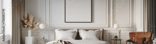 bright, luxurious room mockup, poster or picture with frame, created with generative ai technology photo