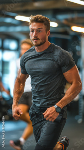 Group of Men Running in Gym