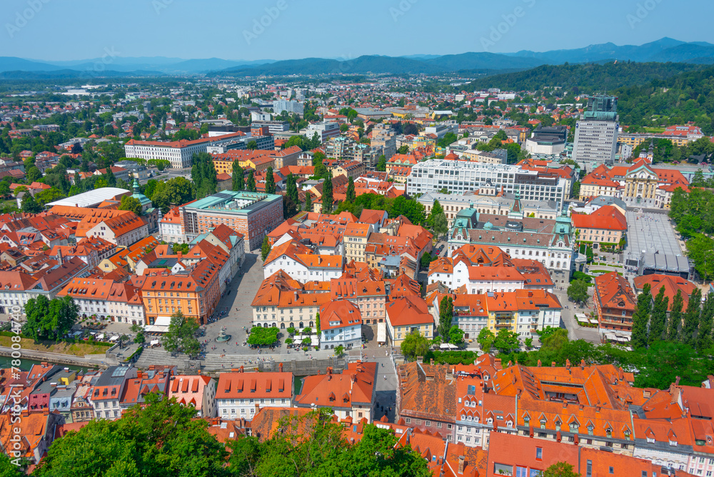 Obraz premium Aerial view of the University library at the Slovenian capital L