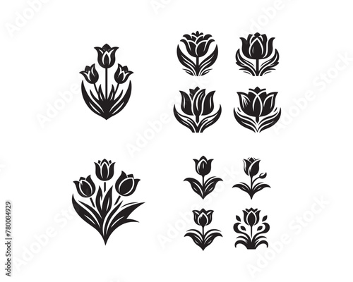 Tulip flower silhouette vector icon graphic logo design