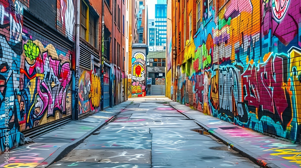 Naklejka premium Wall of Expression: City Graffiti Wonderland./n