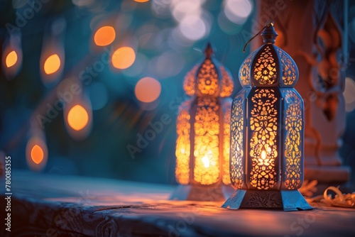 Ornate Lanterns Glowing at Twilight