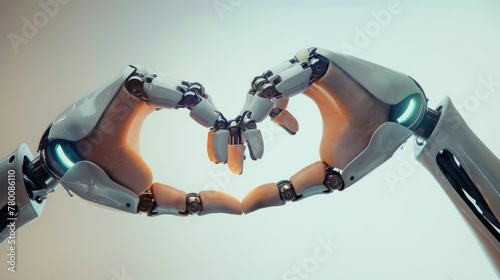 robotic hands forming a heart together. generative ai