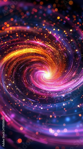 Colorful Spiral of Light in Night Sky