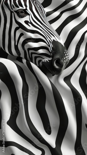 Close Up of a Black and White Zebra