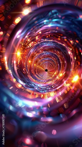 Colorful Spiral of Light in Night Sky