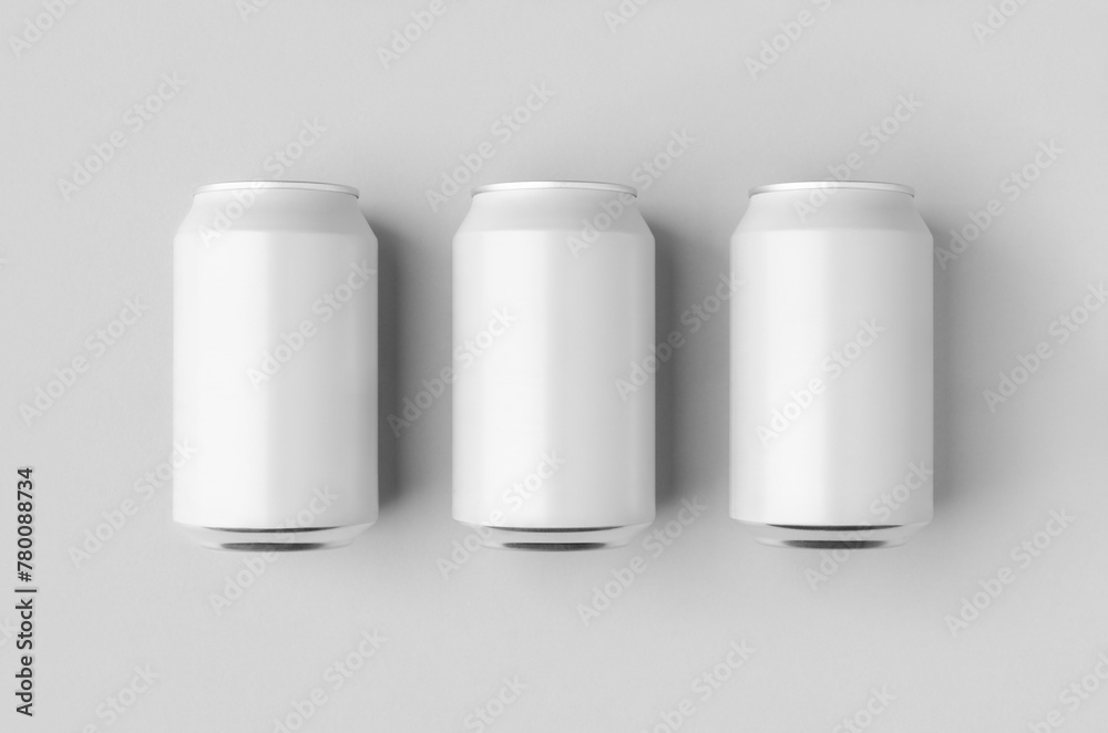 White small beer or soda aluminum can mockup. White small beer or soda aluminum can mockup.