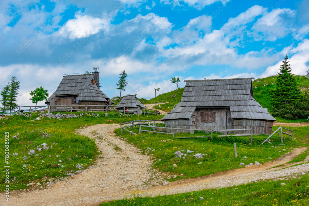 Wooden huts at Velika Planina mountains in Slovenia Wooden huts at Velika Planina mountains in Slovenia
