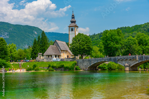Church at Ribcev Laz near lake Bohinj in Slovenia photo