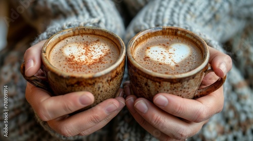 Two Hands Holding Two Cups of Hot Chocolate