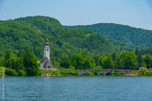 Church at Ribcev Laz near lake Bohinj in Slovenia photo
