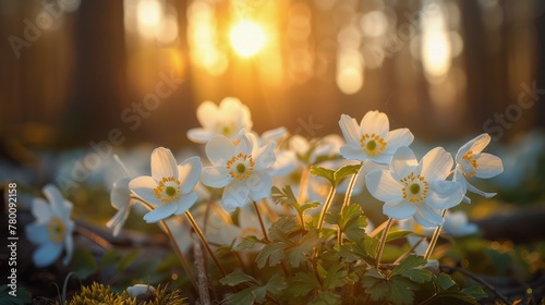 White Flowers Scattered in Grass