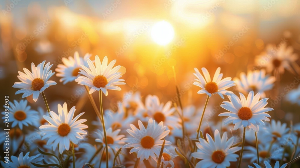 Field of White Daisies Bathed in Sunlight