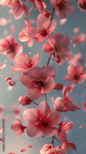 Pink Flowers Floating in the Air