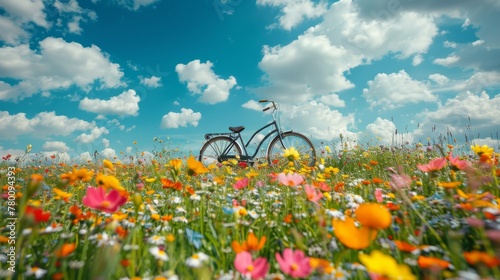 Bike Parked in Field of Flowers