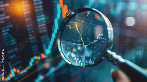 Magnifying Glass on Business Stock Shares Data © Thanos