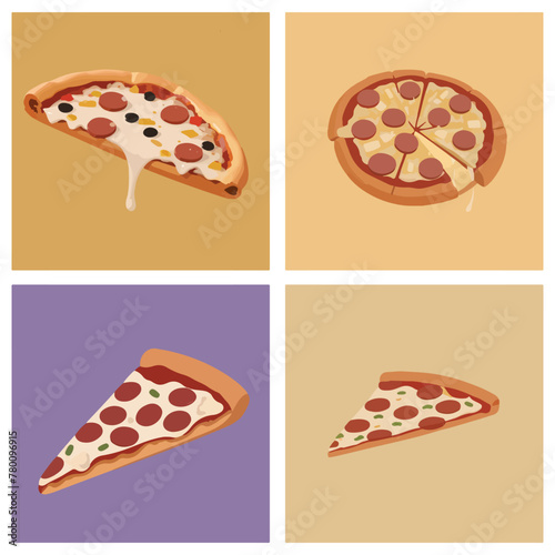 Sizzling Sausage Sensation. Delectable Pizza Delight. Vector Illustration.