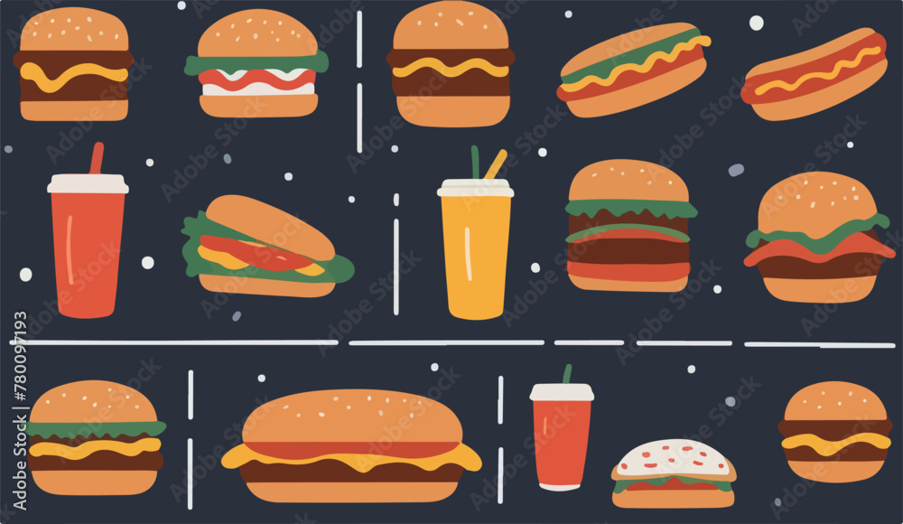 Painting Deliciousness. Exploring Flavor through Vector Illustrations of Hamburgers.