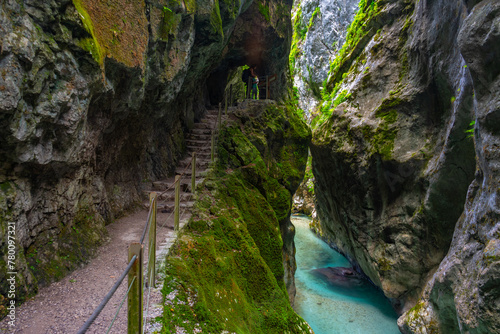 Bilde på lerret Tolmin gorge during a summer morning in Slovenia