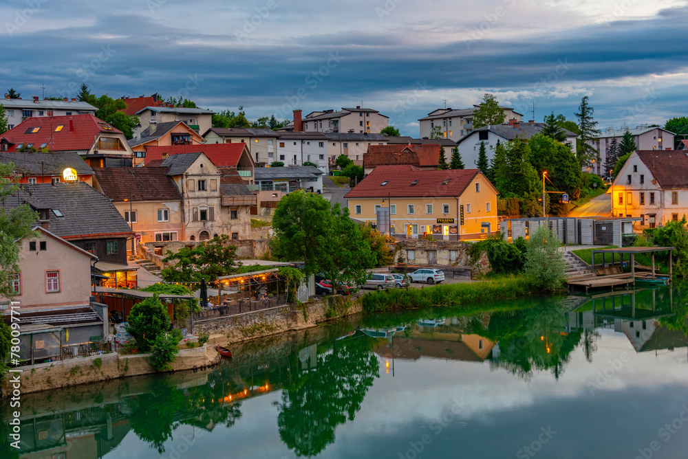 Sunset panorama view of Novo Mesto in Slovenia