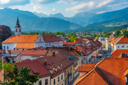 Aerial view of Slovenian town Kamnik photo