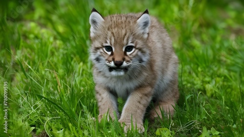 Adorable Bobcat Cub: A Glimpse of Wild Innocence © Aiwonders