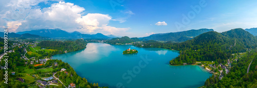Aerial view of lake Bled in Slovenia © dudlajzov