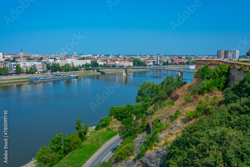 Panorama view of Novi Sad from Petrovaradin fortress in Serbia
