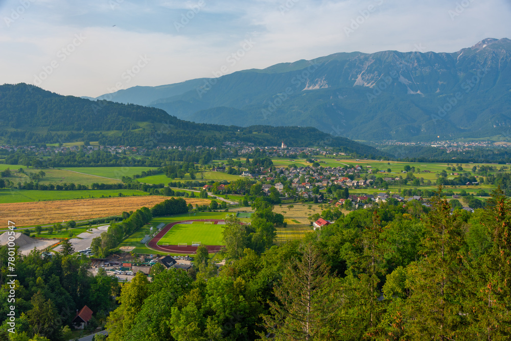 Aerial view of rural countryside in Slovenia