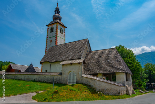 Church at Ribcev Laz near lake Bohinj in Slovenia photo