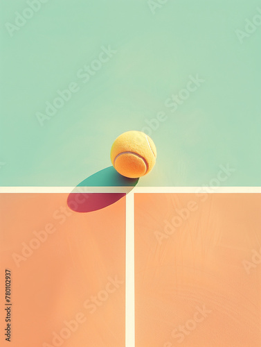 a pastel coloured tennis pitch with a tennis ball © amavcoffee