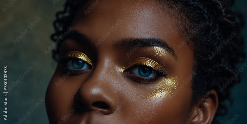 Fashion and Beauty Shoot of a Beautiful Black Woman. Cosmetics, Makeup and Fashion Concept. Portrait, Close-up.