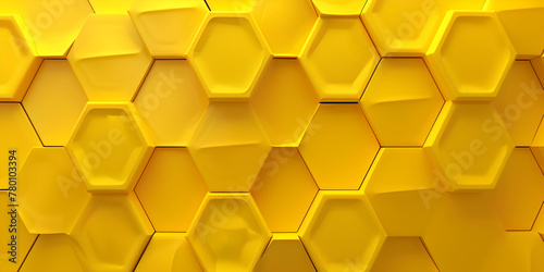 Yellow Honeycomb, Golden hexagonal shape of honeycomb seamless pattern for background. photo