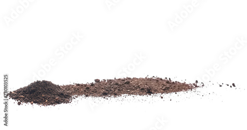 Dirt, soil pile isolated on white background, side view