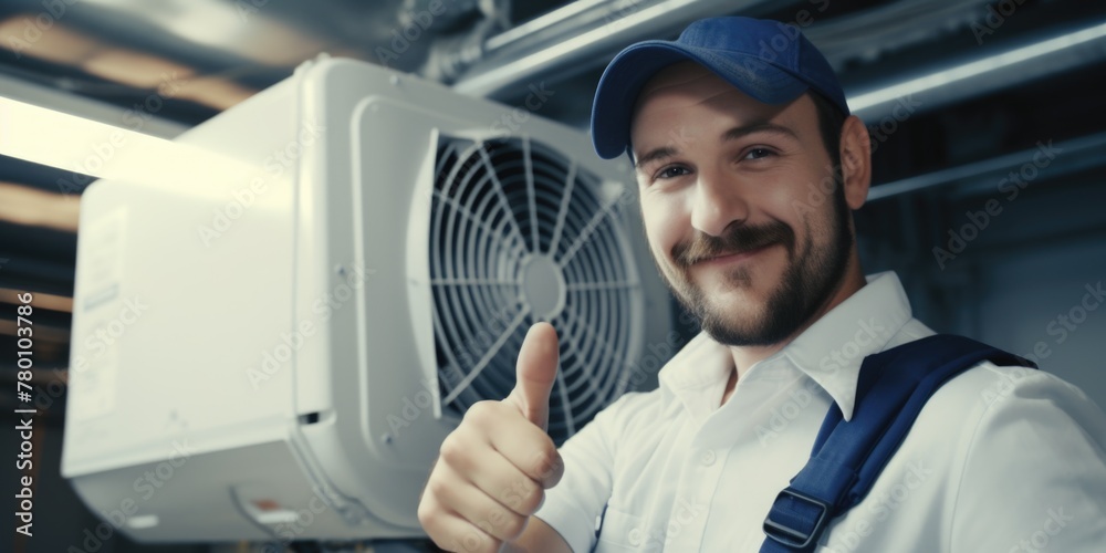 Fototapeta premium A man with a blue hat