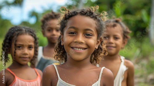 children of guyana, A group of cheerful children smiling in a tropical setting  © Vivid Canvas
