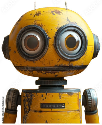 Yellow Robot With Big Eyes by Yellow WallTransparent PNG Background