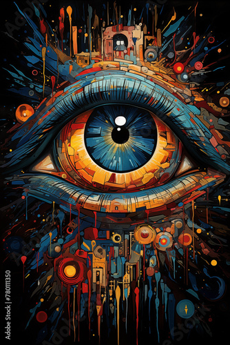 Abstract oil paint eye