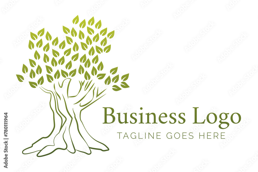 Obraz premium Green Abstract Olive Tree Logo