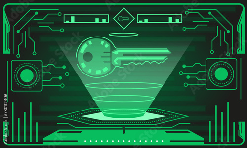 Escáner de llave, cyber seguridad, protección de datos