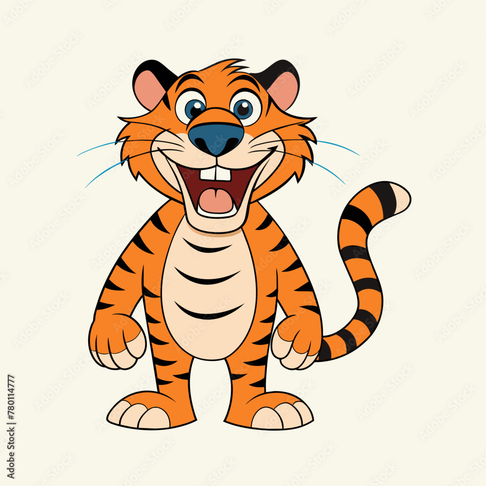 Cartoon tiger smile and happy vector image

