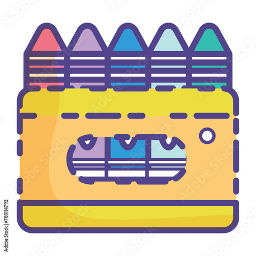 Caja de crayolas,regreso a clase iconos de colegio color pastel,Icono de colores tiernos,regreso al colegio,Ilustración vectorial con línea delgada,vector aislado sobre fondo blanco
