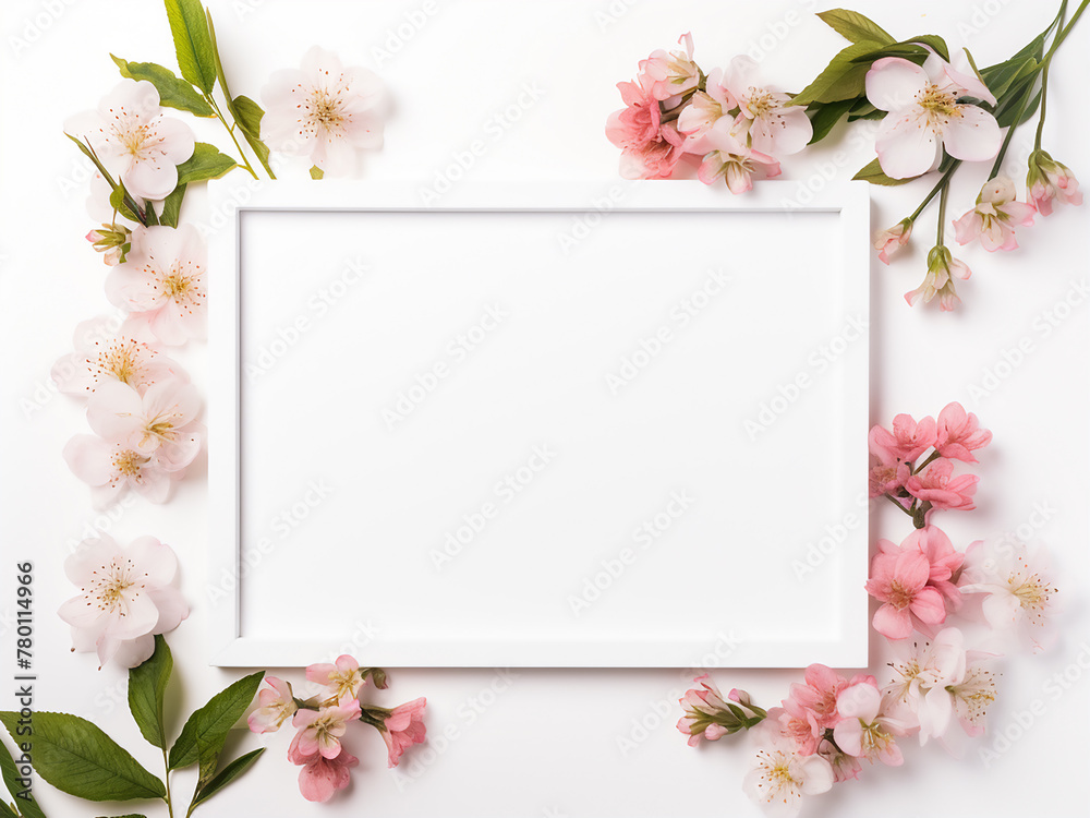 AI adds flowers to blank frame against white backdrop